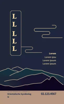 Blaues Werbeetikett für eine Klinik für traditionelle orientalische Medizin