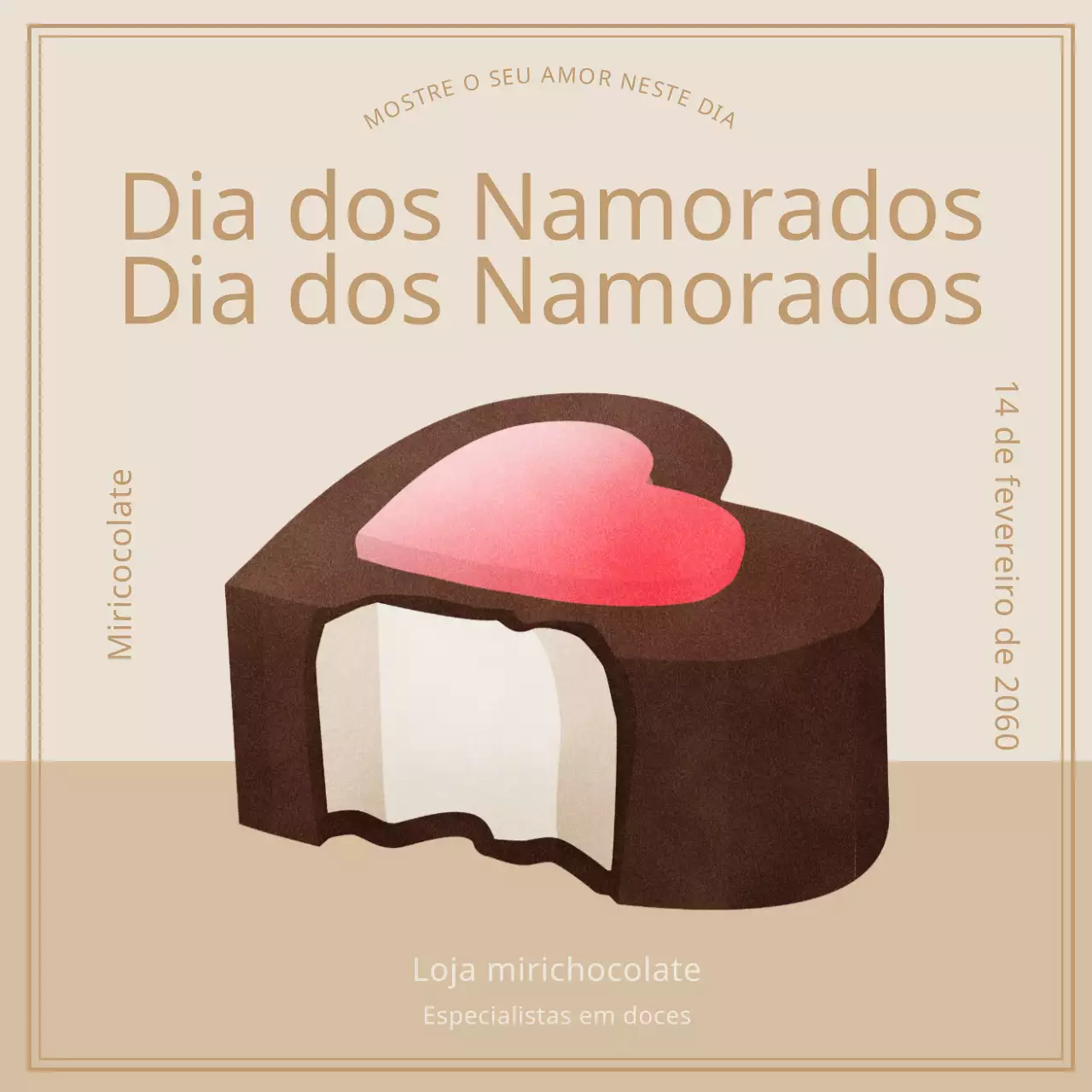 Instagram do Dia dos Namorados de uma chocolatier de luxo em bege