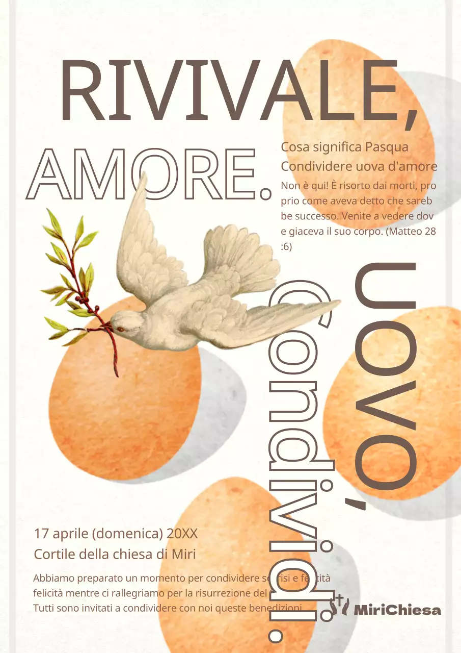 Annuncio di una caccia alle uova di Pasqua in beige