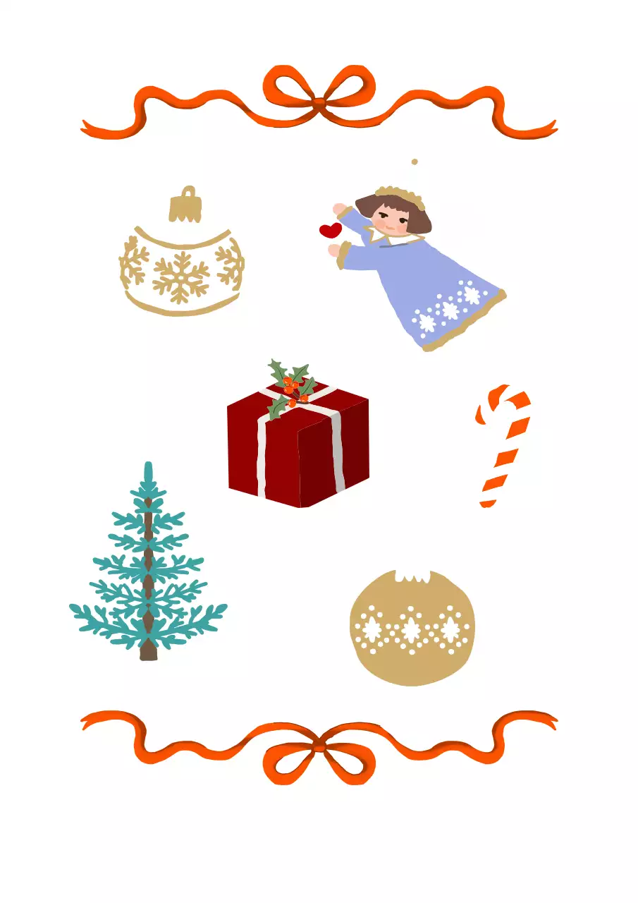 かわいいイラストのクリスマスオーナメントホリデーカード