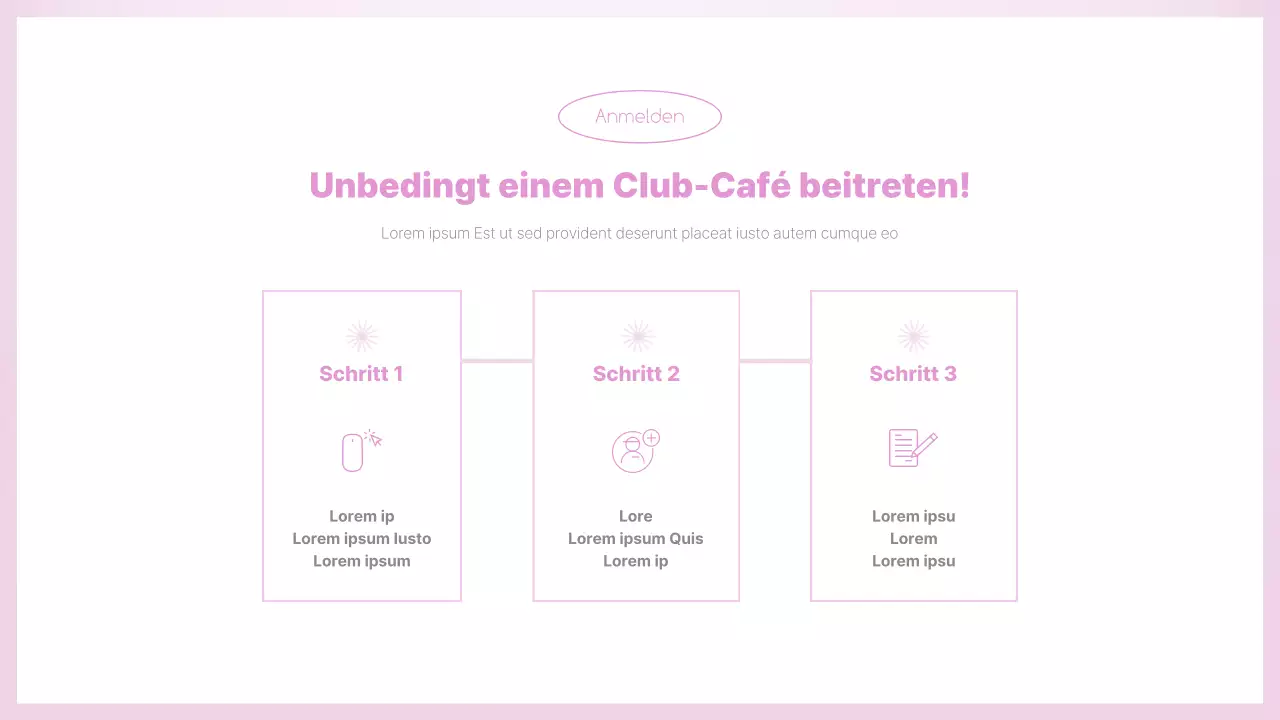 Ein rosafarbener und sauberer Leitfaden zur Cluborientierung