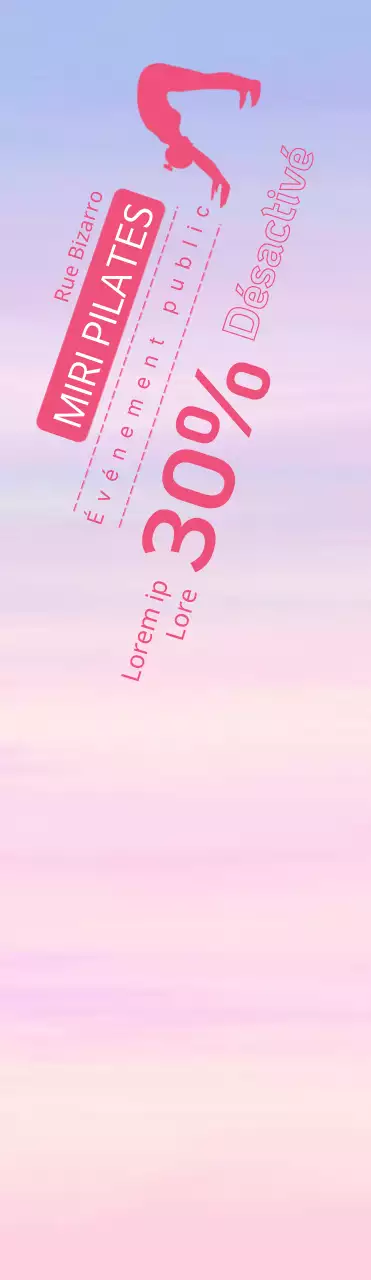 Bannière Pilates discount avec la silhouette d'une femme faisant de l'exercice sur un fond pastel