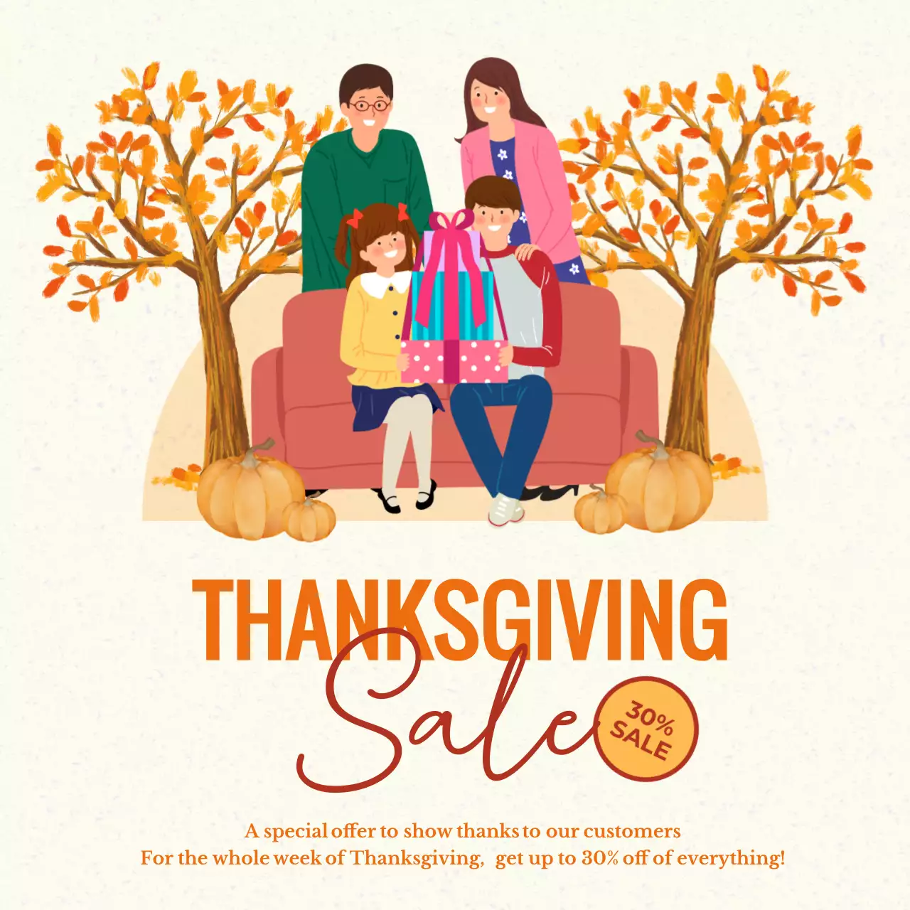 Orange Traditional Thanksgiving Promotion Social Media Post
