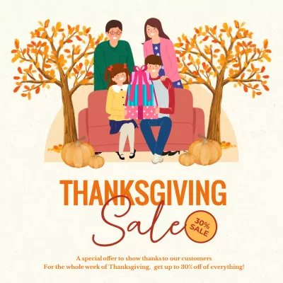 Orange Traditional Thanksgiving Promotion Social Media Post