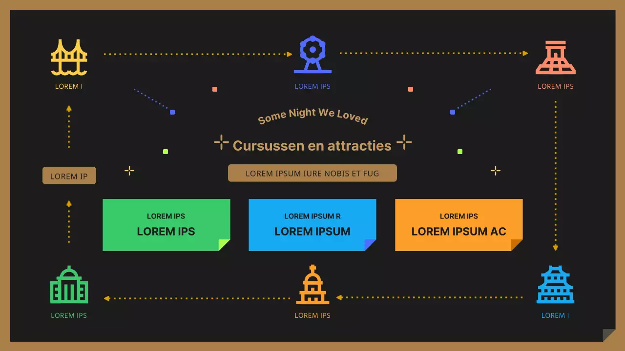 Een schattige zwarte en kleurrijke nachtelijke reisgids
