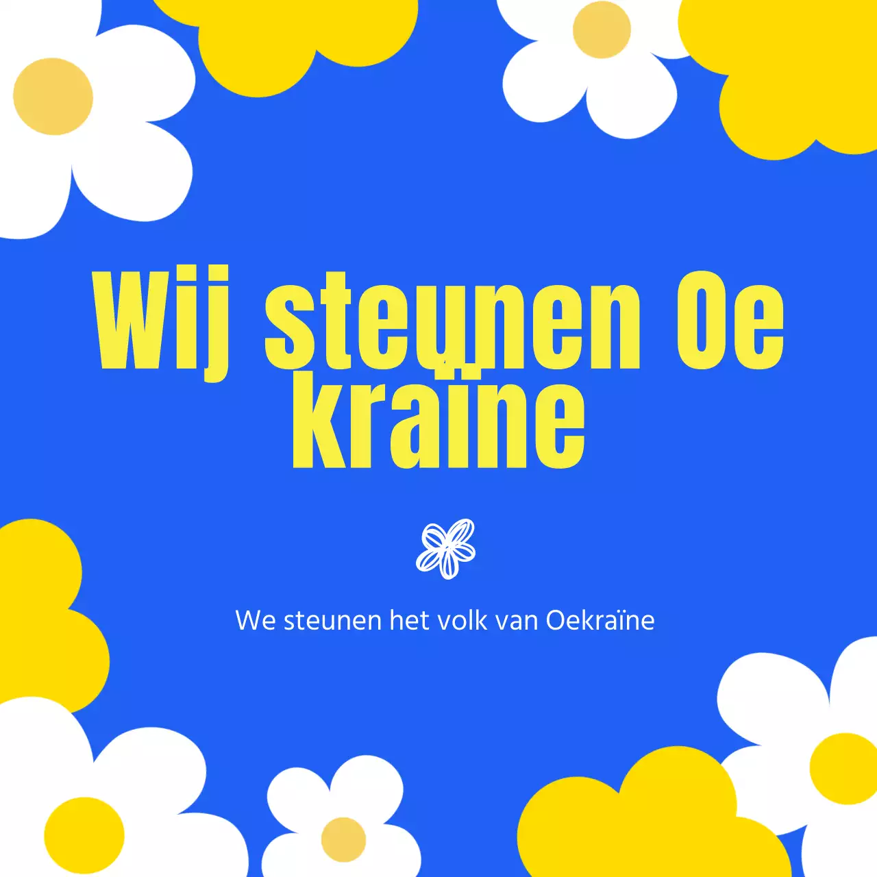 Ukuraina oorlog vredesboodschap in blauw en geel