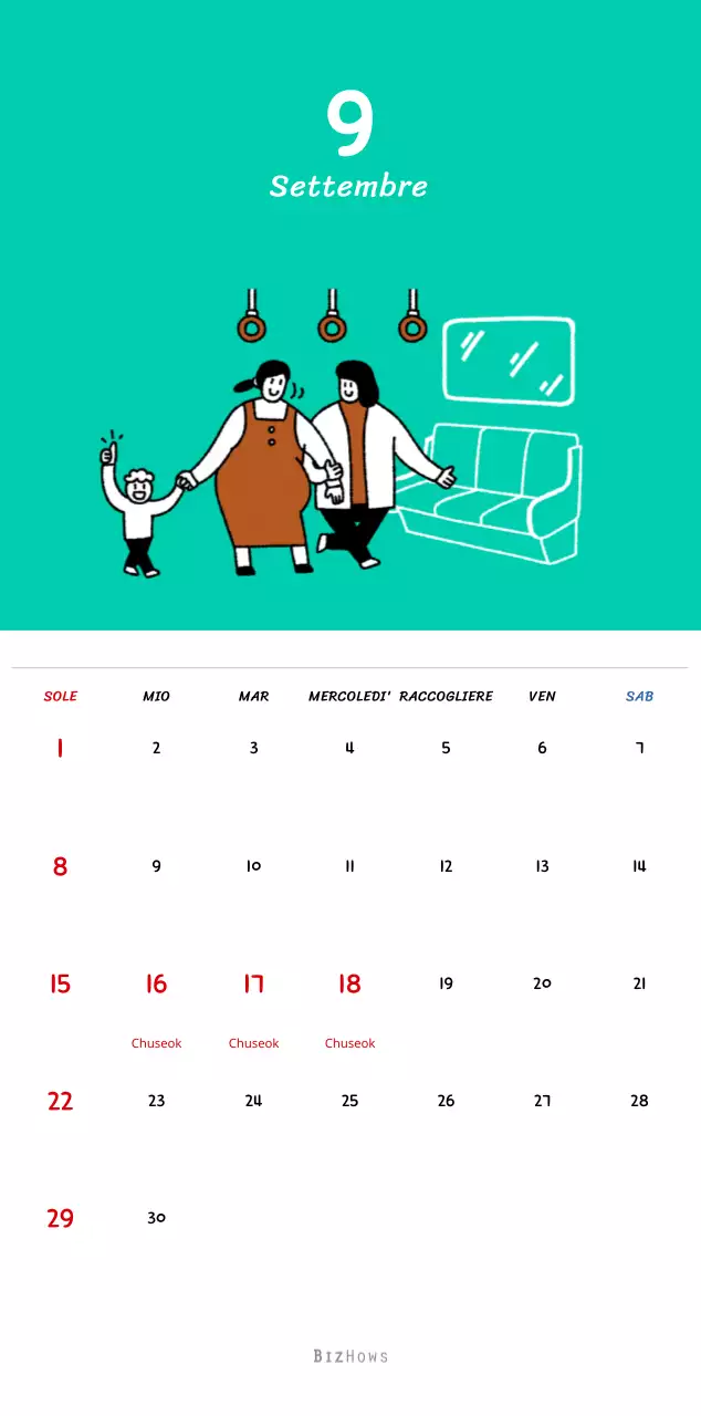 Calendario di Capodanno con simpatiche illustrazioni