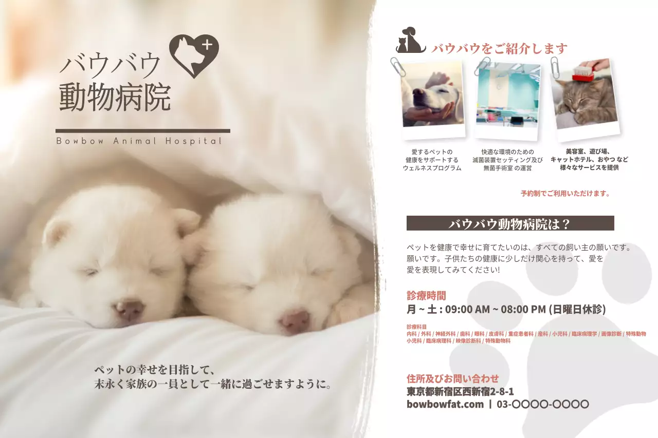 白 シンプル 動物病院 チラシ ポスター
