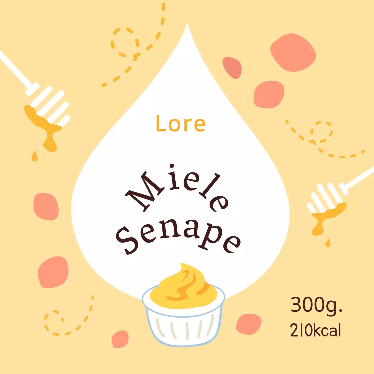 Adesivi per salse con cerchio giallo miele e mostarda