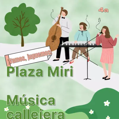 Actuación de músicos callejeros en el parque Lime Green