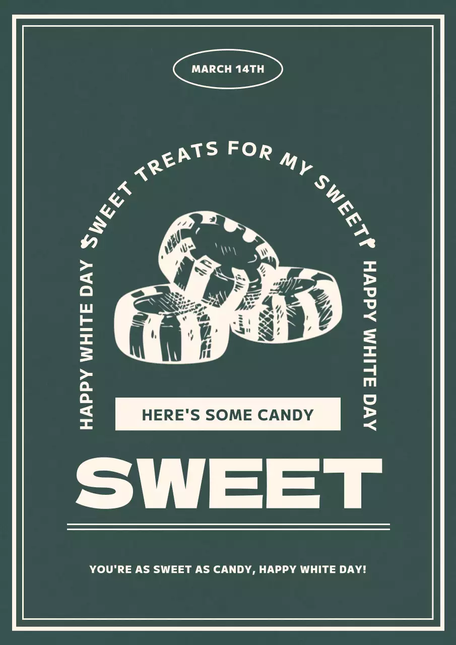 白黒 シンプル ホワイトデー ポスター