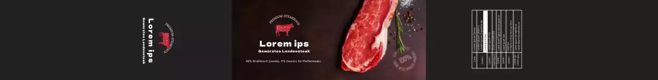 Etiketten für Lendenbraten mit schwarzem Fotogewürz
