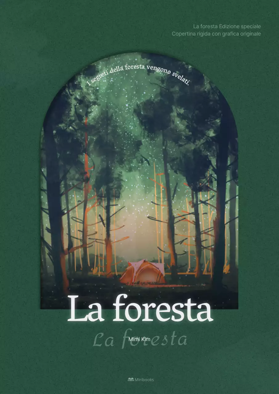 Una copertina verde scuro e sognante per un romanzo concettuale