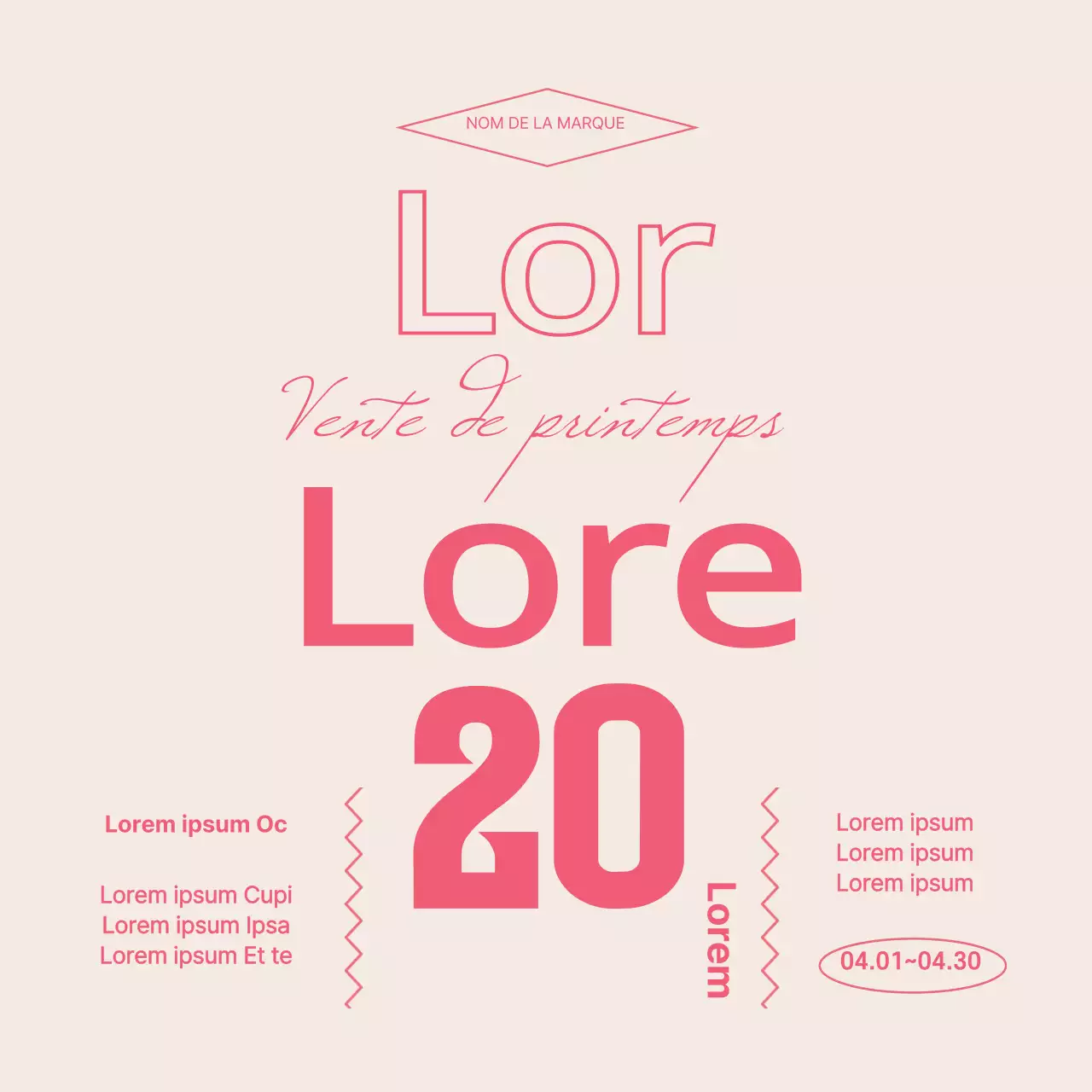 Un lettrage photo rose met en valeur une vente de printemps vintage