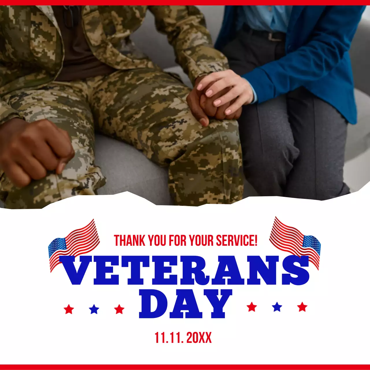 Red Classic Veterans Announcement Social Media Post