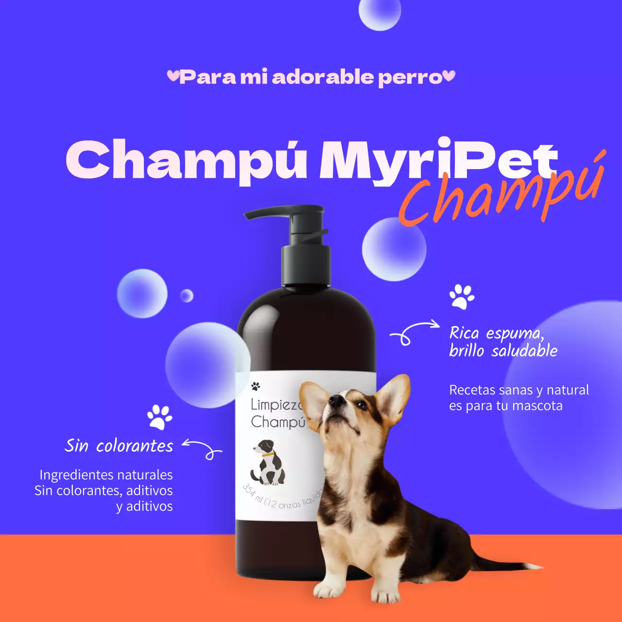 Promocionar el champú púrpura para mascotas