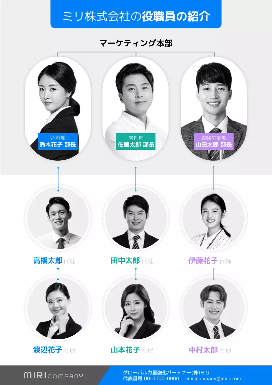 白黒 シンプル 役職員紹介 会社案内 ポスター