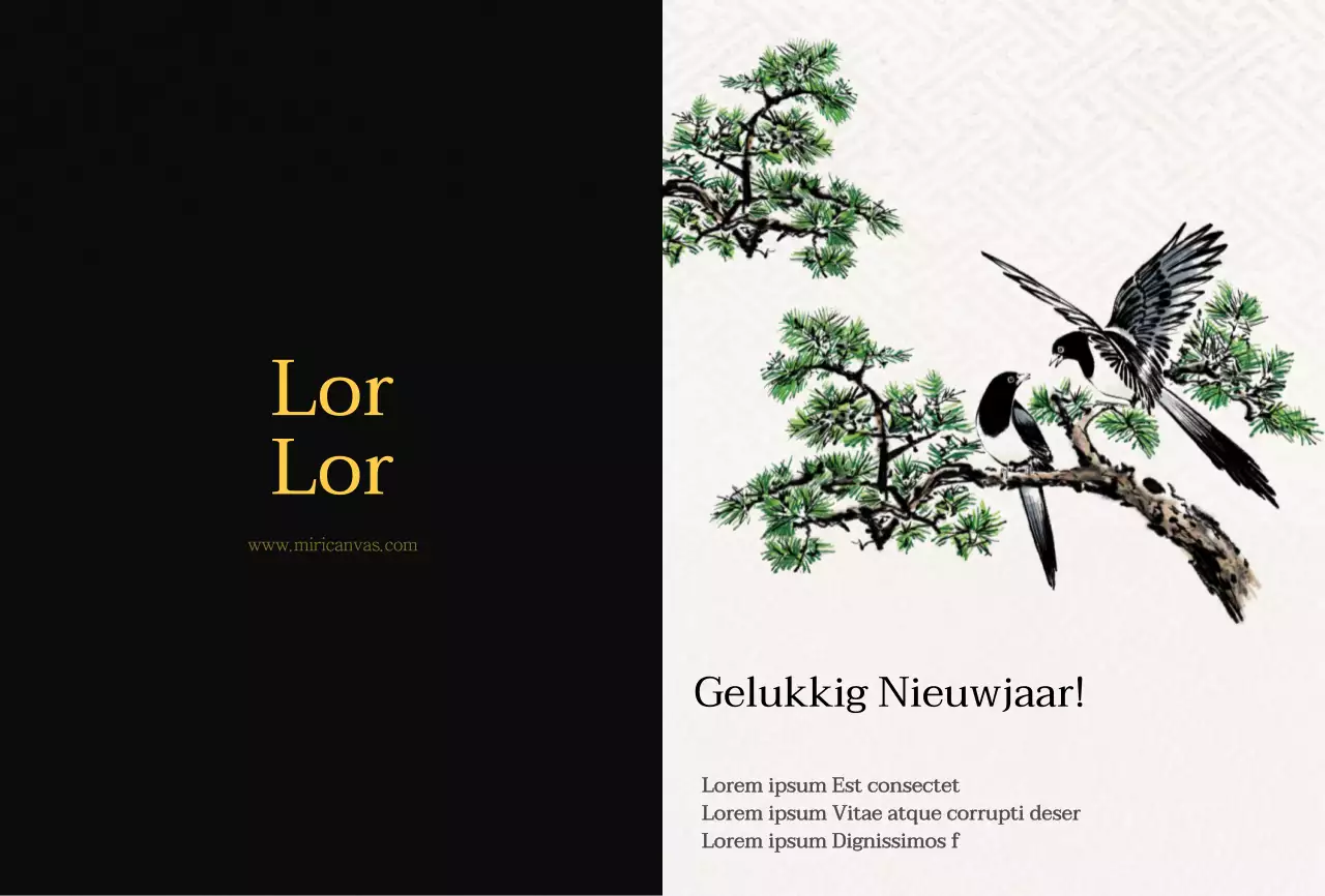 Traditionele Koreaanse concept wenskaart met inktschilderij in zwart en geel