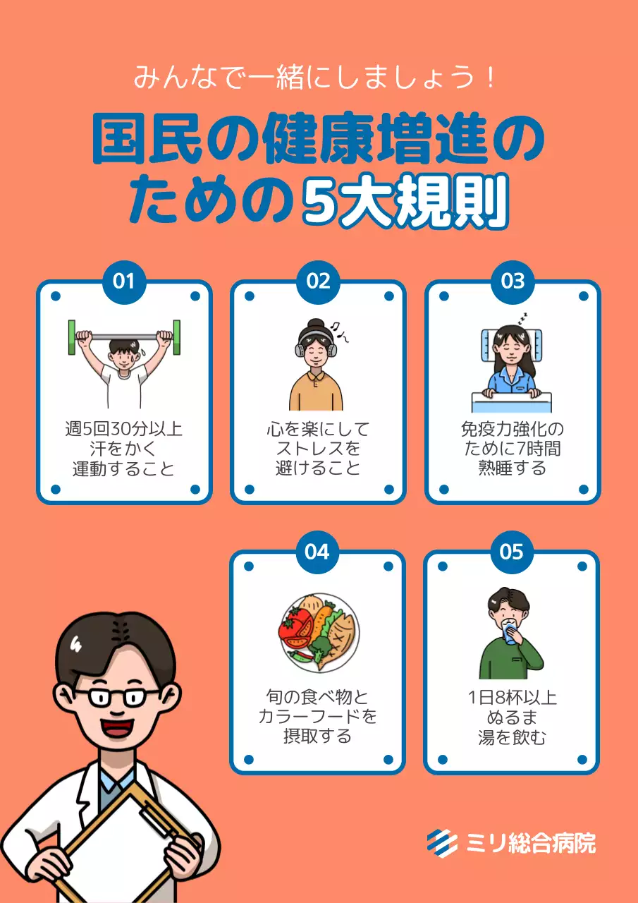 オレンジ シンプル 健康 ポスター