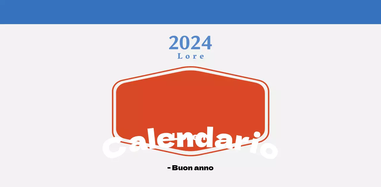 Calendario nostalgico di concezione retrò in rosso e blu