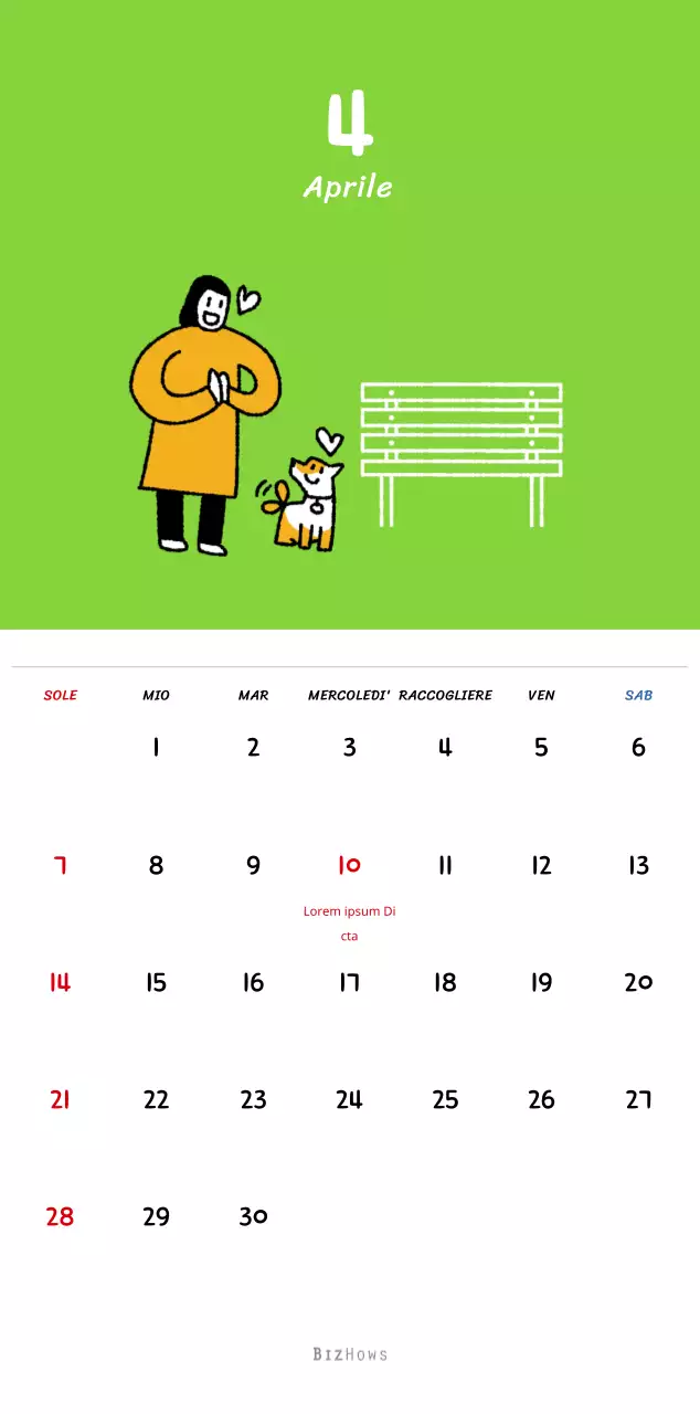 Calendario di Capodanno con simpatiche illustrazioni