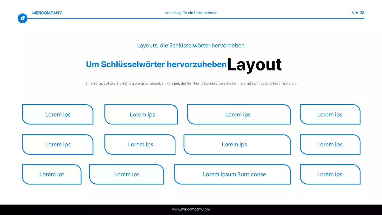 Einfacher Bericht mit blauer und weißer Texthervorhebung