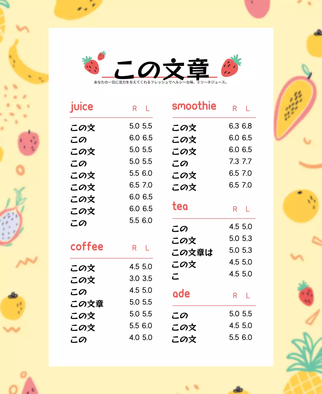 ソフトフルーツパターンフレームメニュー2