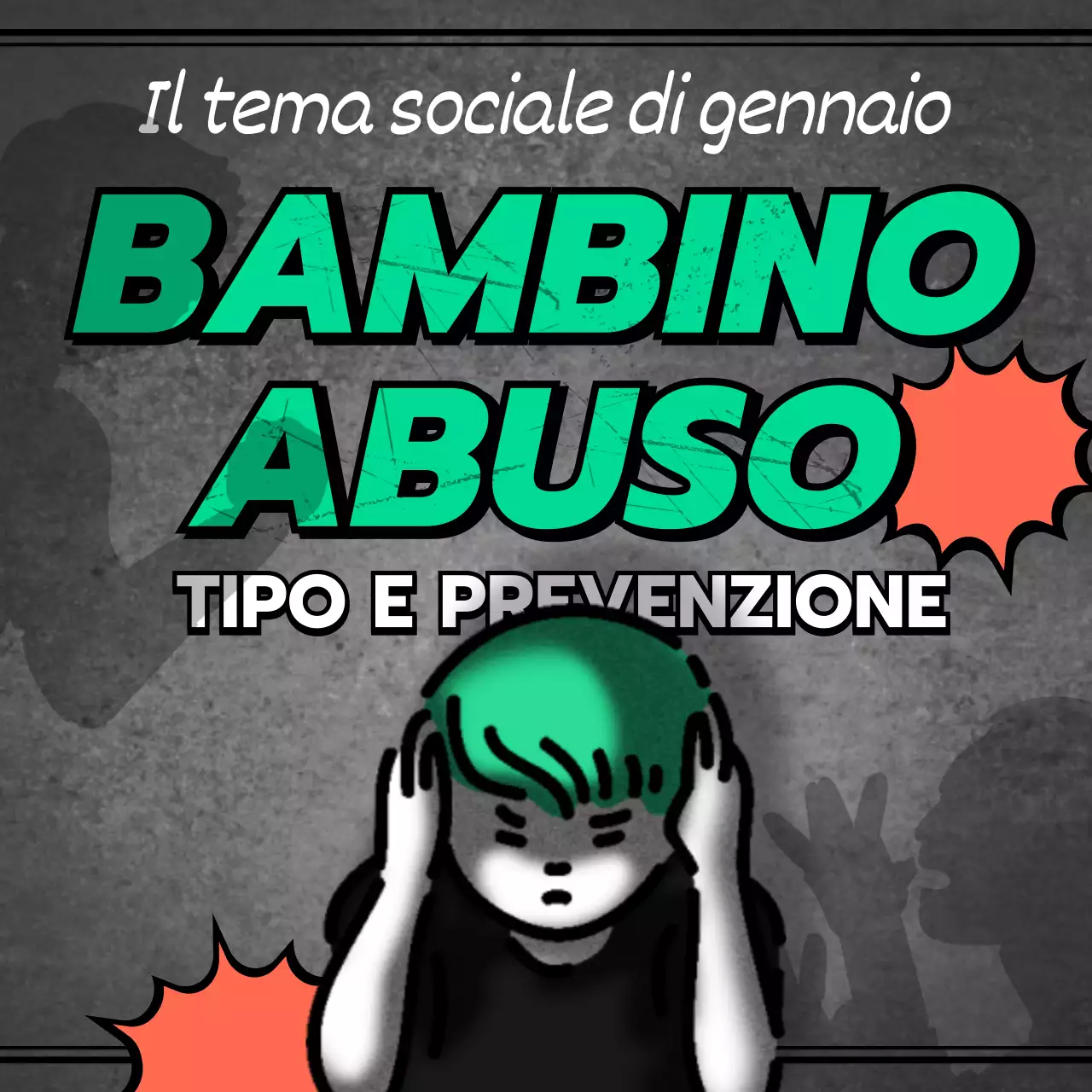 Tipi e prevenzione degli abusi sui minori in Verde Grigio Arancione Giornale Notizie Concetto