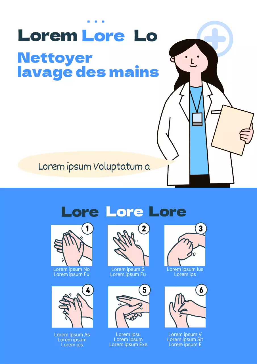 Flyer bleu et blanc pour une campagne de lavage des mains