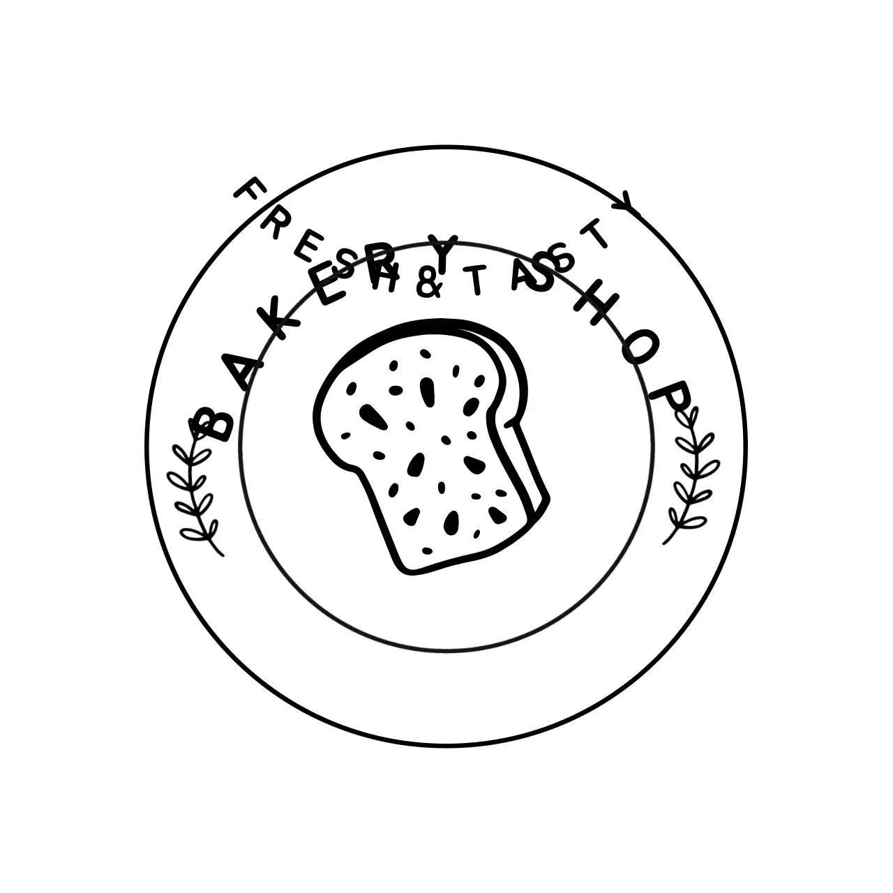 黒のかわいいパンイラスト ベーカリー用コースター