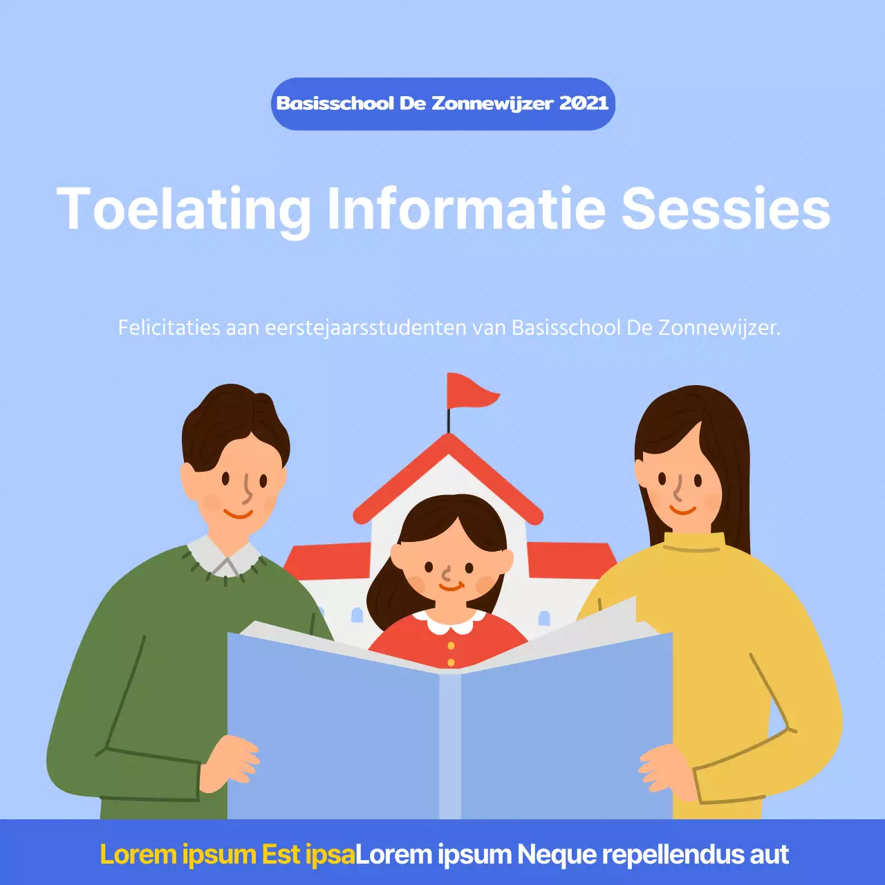 Een lichtblauwe en schone toelatingsinformatiebijeenkomst voor basisscholen