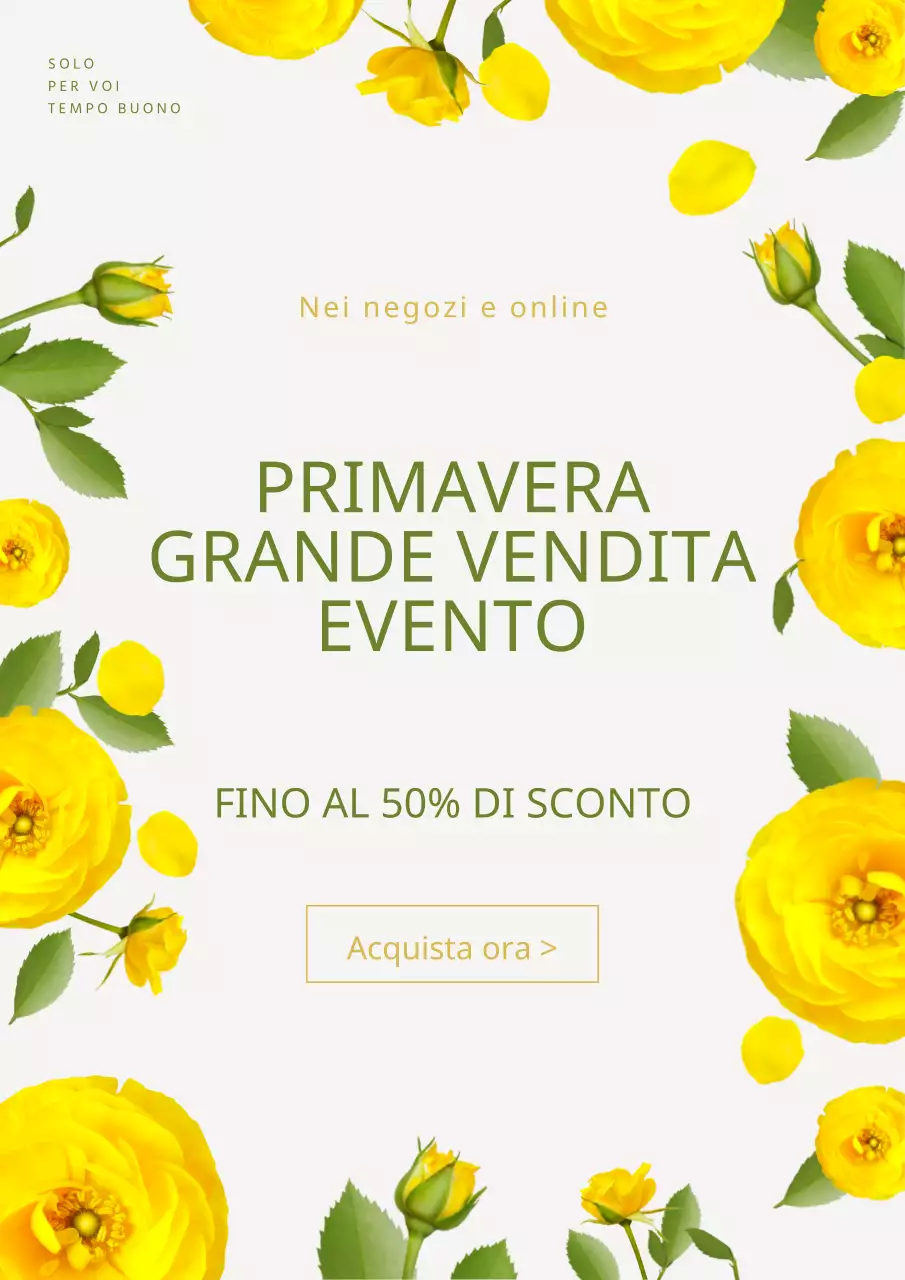Promuovete una vendita primaverile con un'illustrazione floreale gialla e allegra.