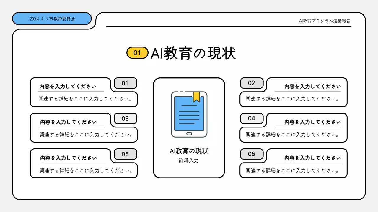 青と黄色のすっきりとしたトレーニングレポートプレゼンテーションキット