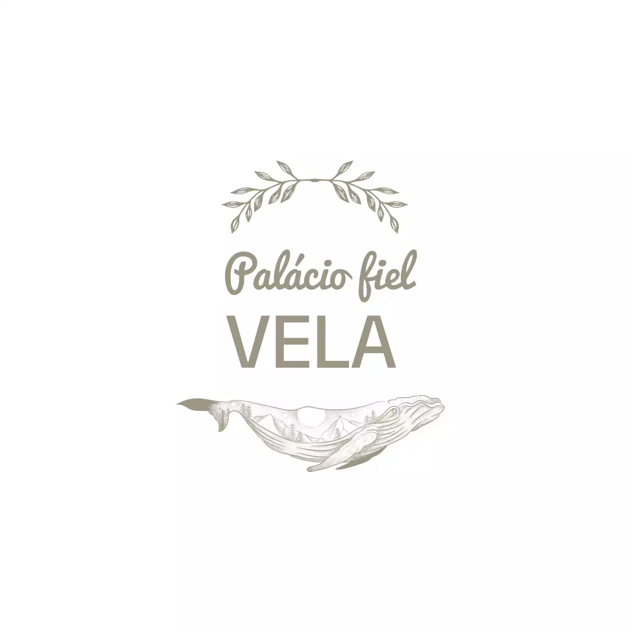 Vela com uma cor taupe e uma ilustração de texto luxuosa