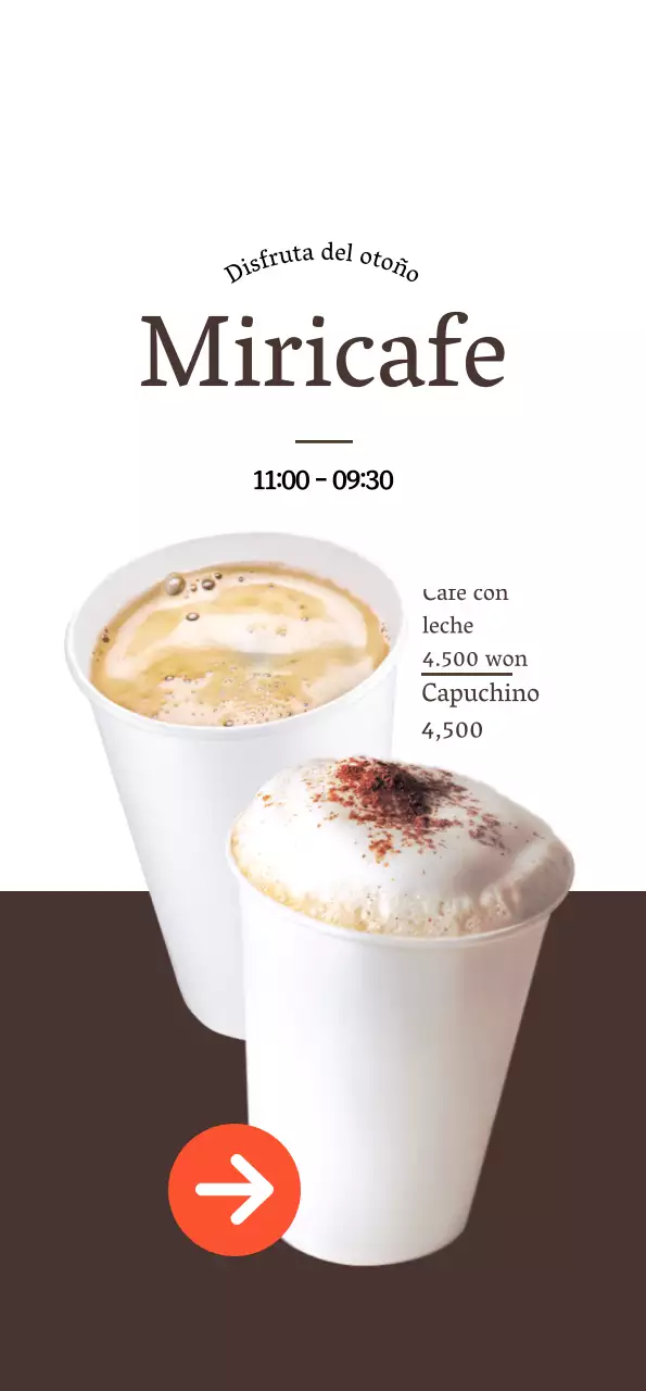Promocione su café en blanco, contraste marrón