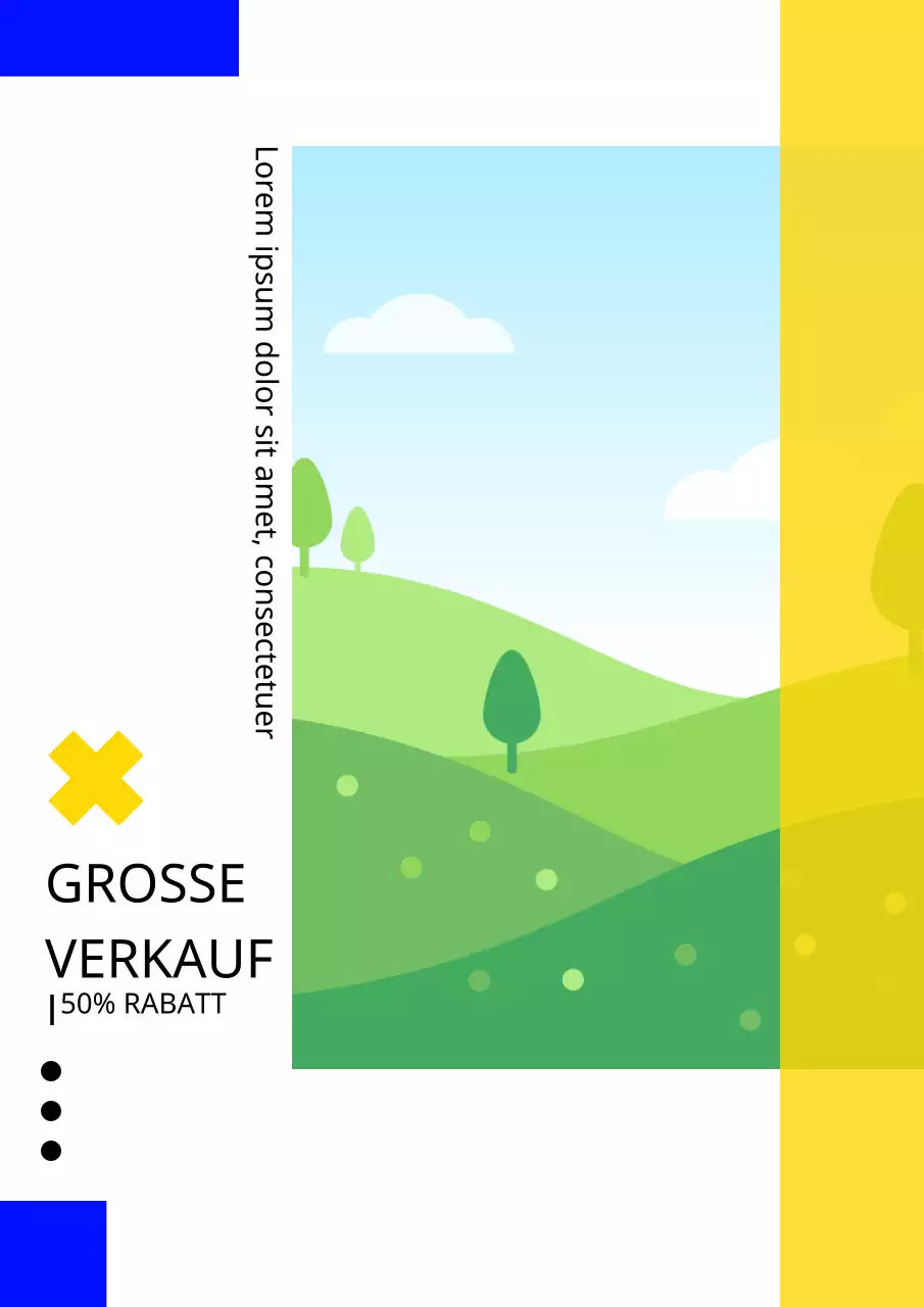 Verschiedene Layouts mit blauen und gelben Fotos