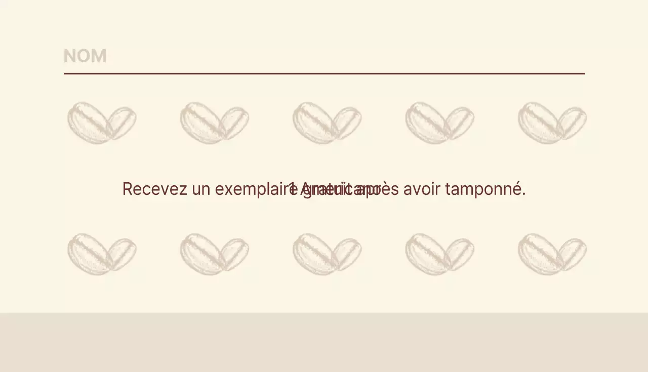 Carte de visite pour les coupons de cafés