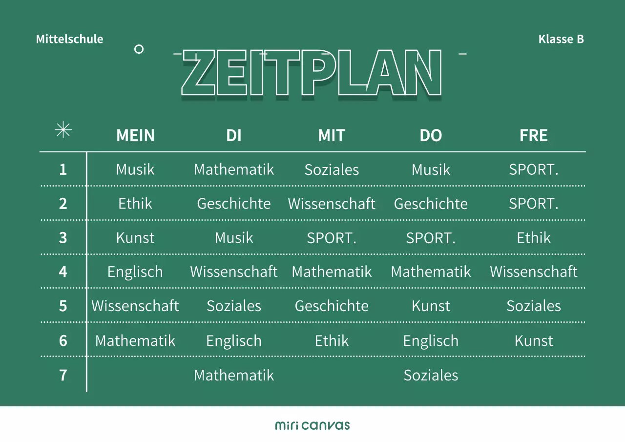 Schulstundenpläne mit einem einfachen Konzept