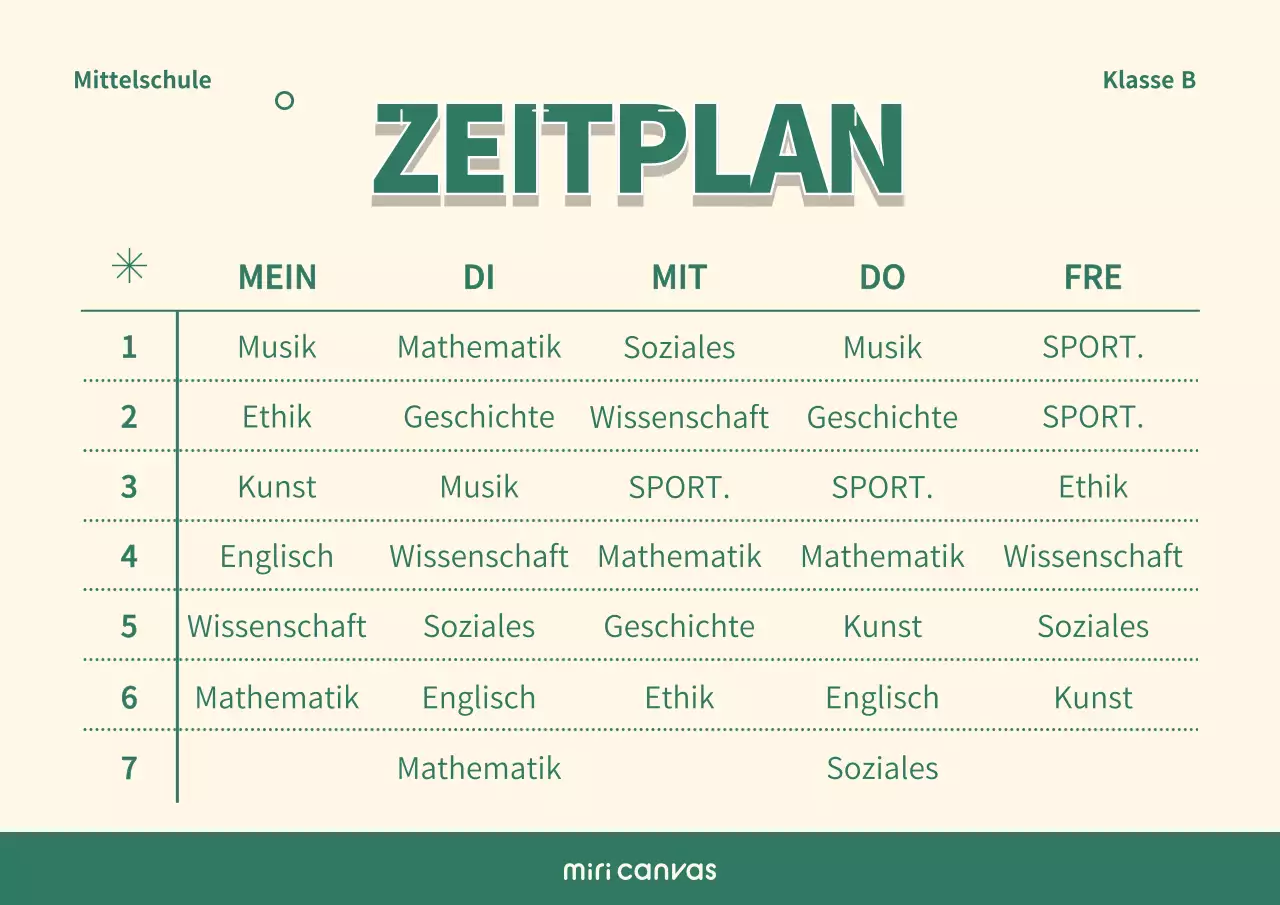 Schulstundenpläne mit einem einfachen Konzept