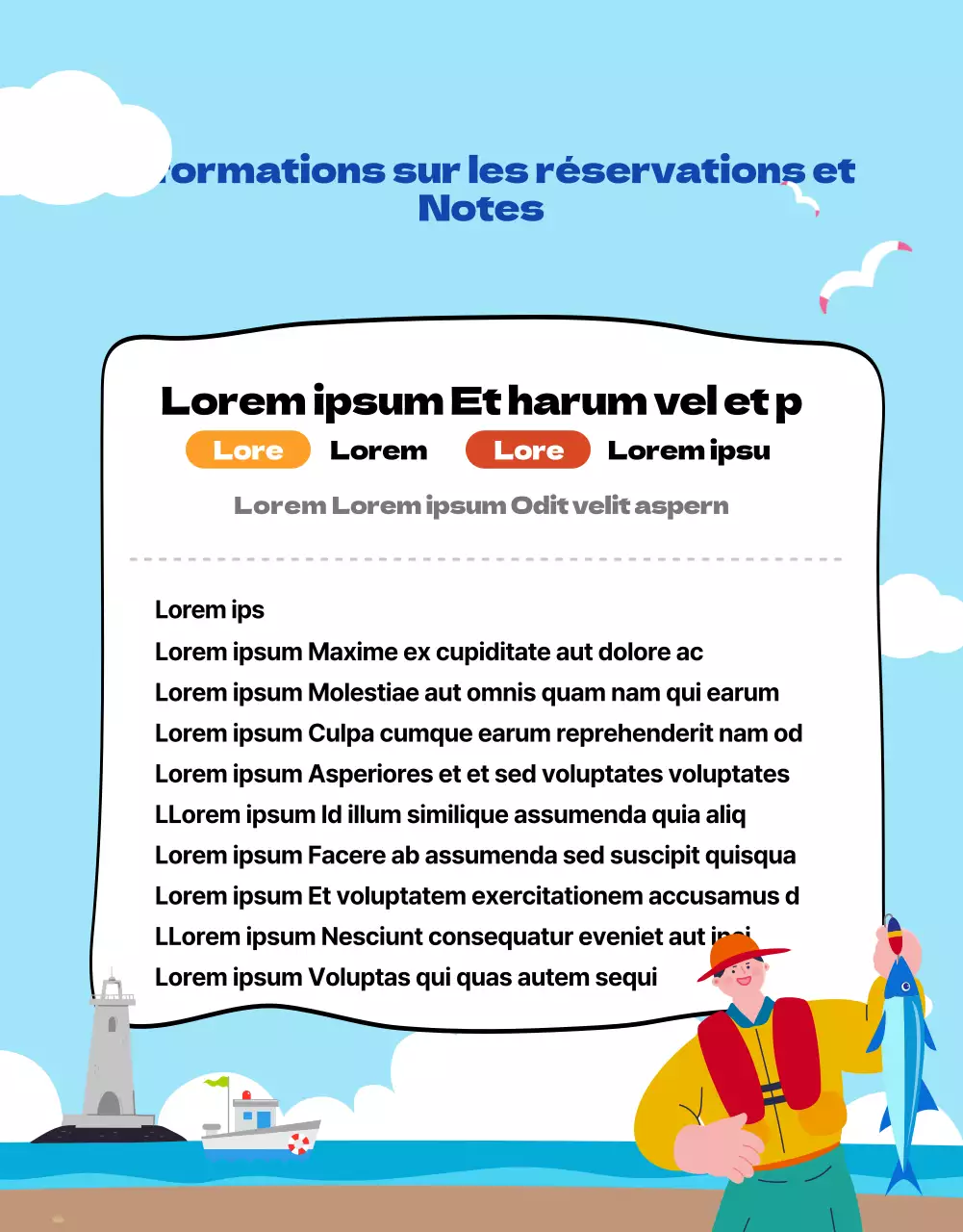 Annonce pour un voyage de pêche dans les eaux bleues du monde