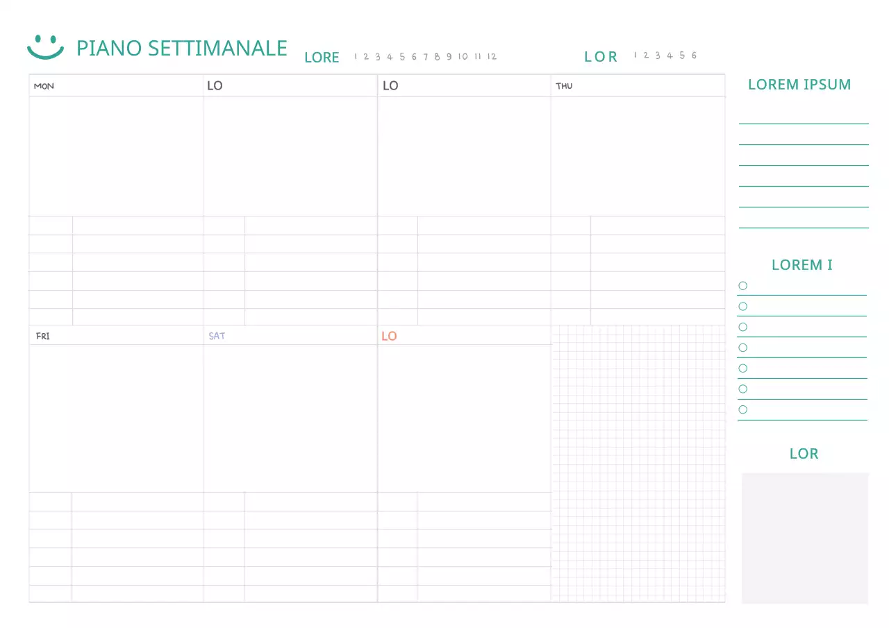 Semplice tono bianco per il piano settimanale Webnotes