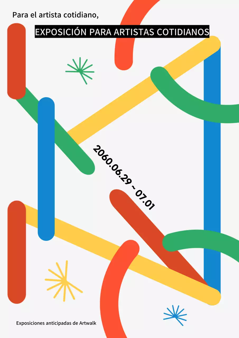 Una sencilla exposición de arte con un colorido concepto de bicicleta