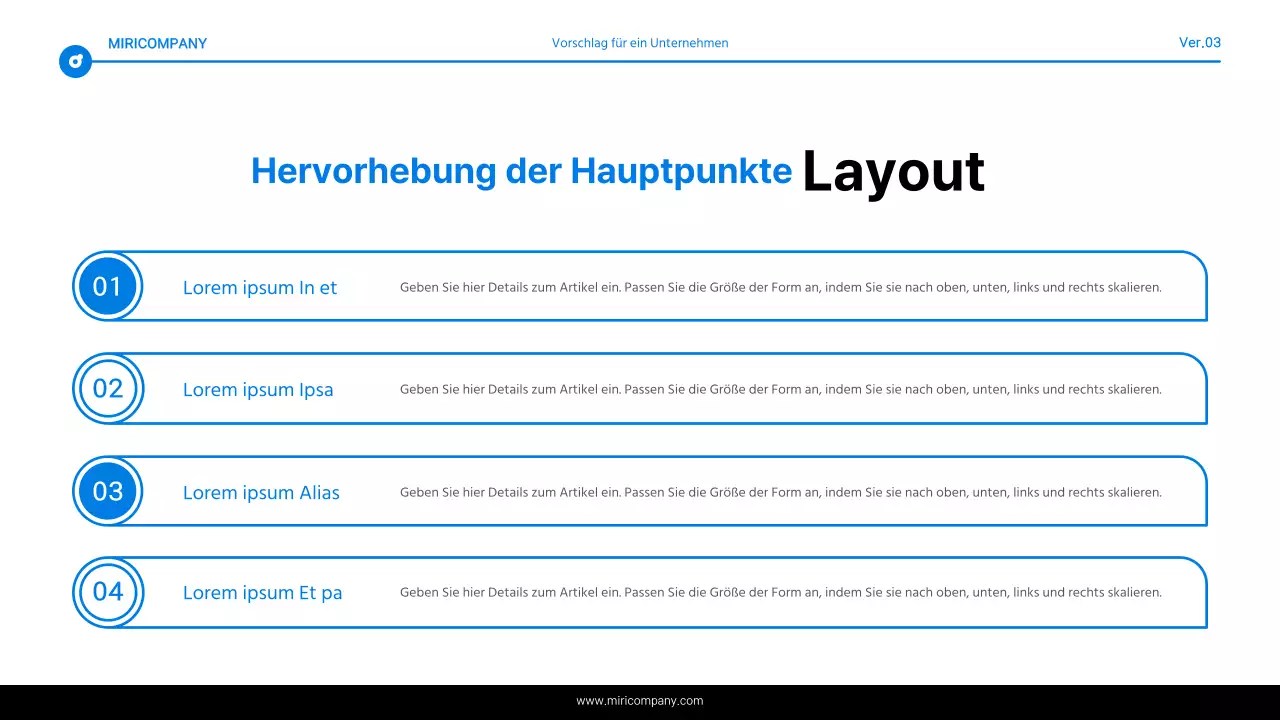 Einfacher Bericht mit blauer und weißer Texthervorhebung