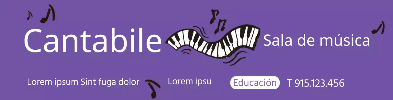 Ilustración de un piano morado para promocionar una escuela de música