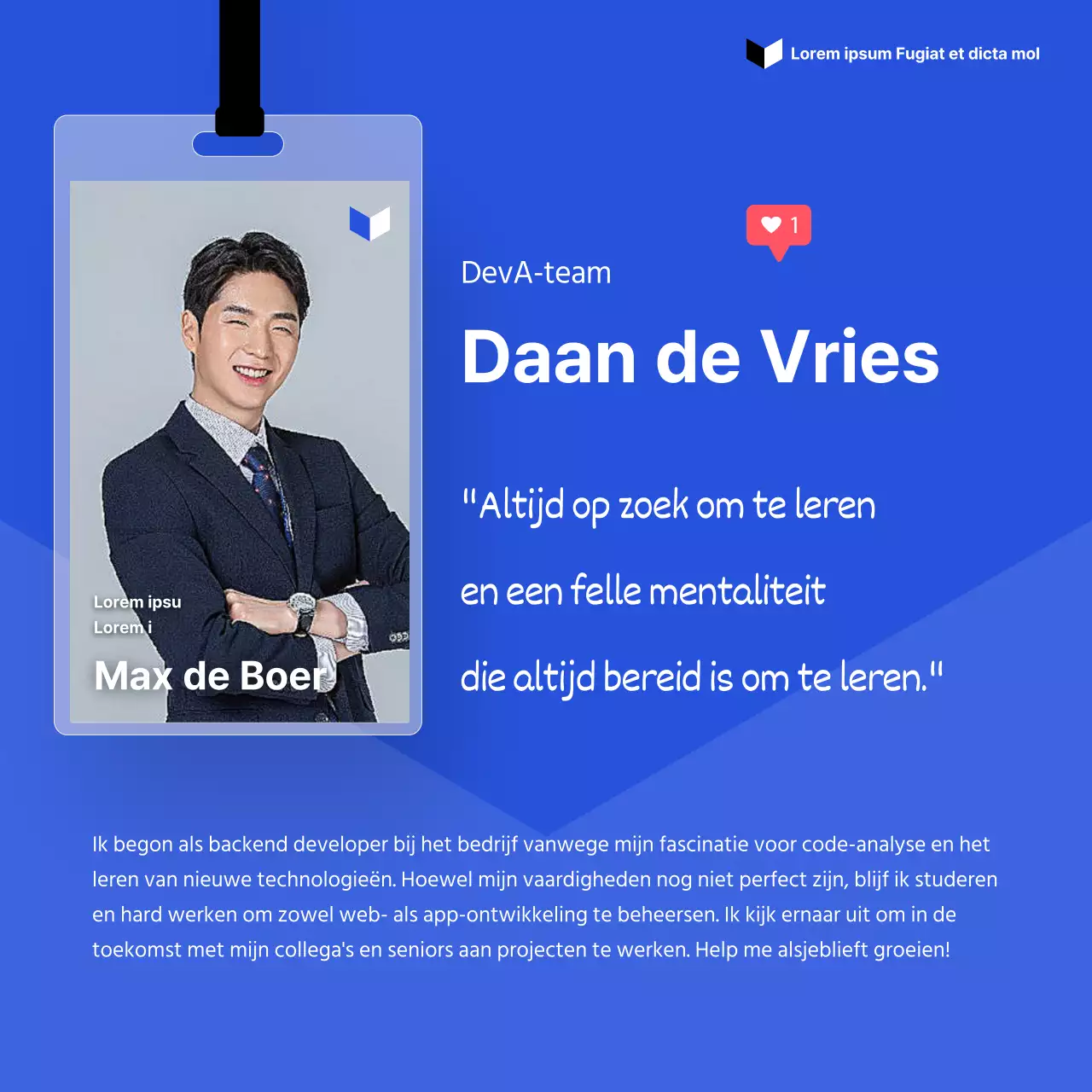 Een strakke en eenvoudige introductie voor nieuwe medewerkers in blauwe tinten CardNews