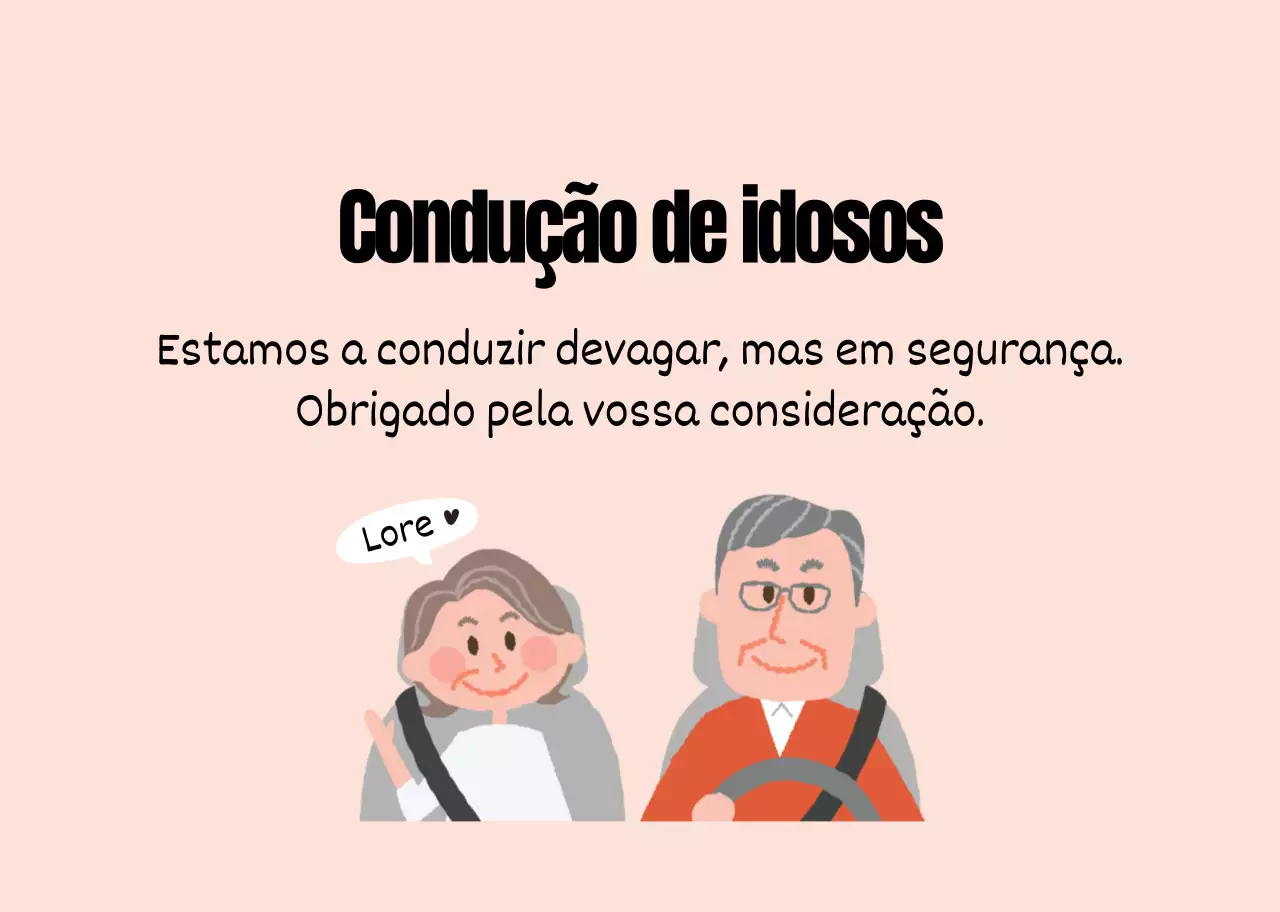 Guia ilustrado cor-de-rosa do casal idoso para uma condução segura