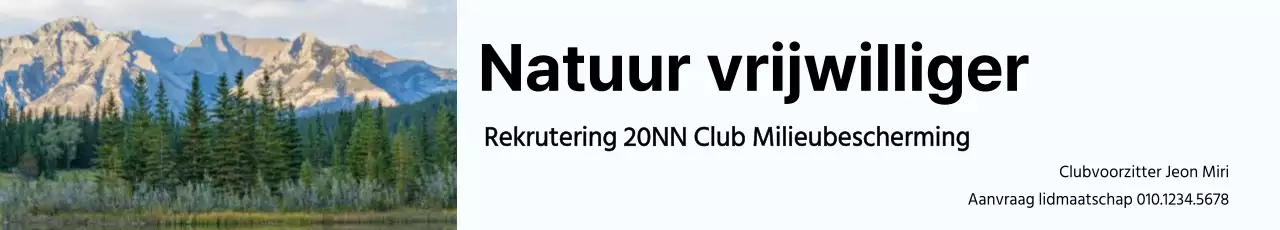 Werf een milieuvrijwilligersclub met schone natuurfoto's