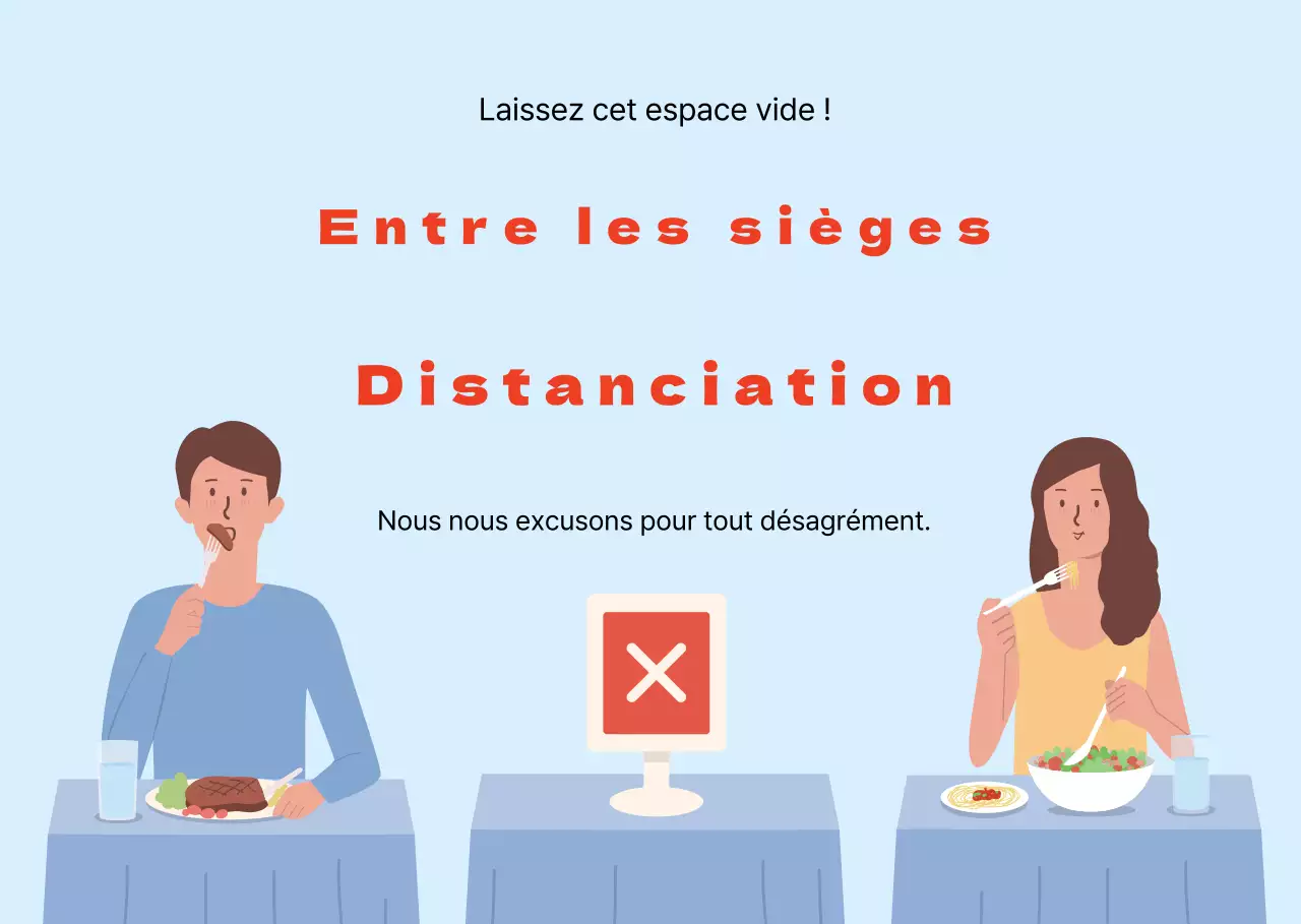 Concept illustré propre signe de distanciation en rouge et noir