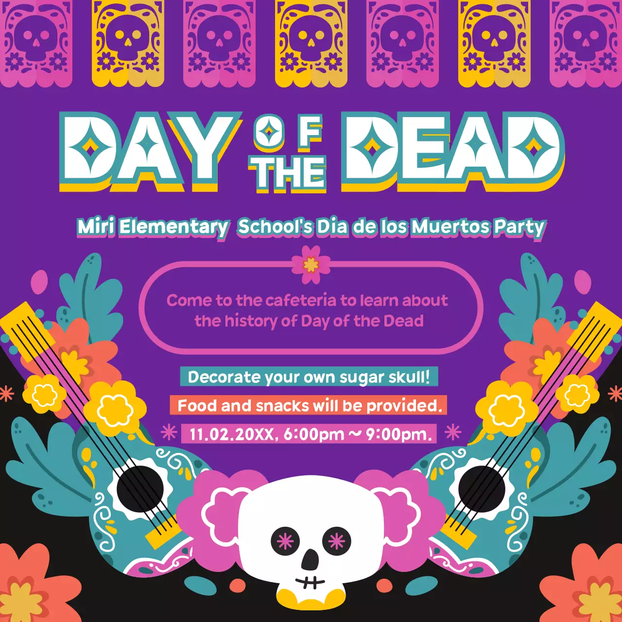 Purple Cultural School Event Announcement Social Media Post