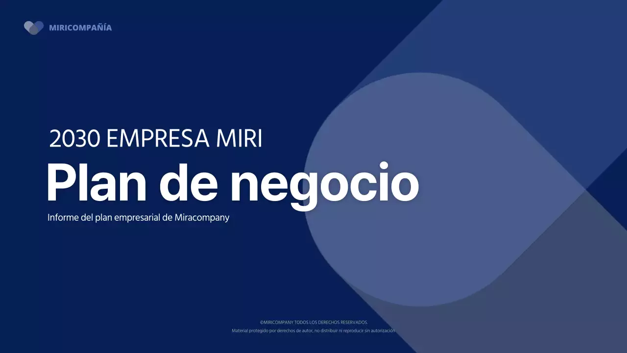 Informe sobre el plan de negocio de una empresa sencilla de color azul marino